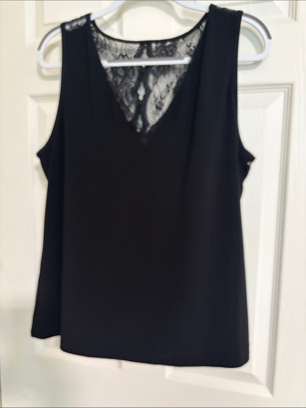 White House Black Market Black Lace-Back V-Neck Camisole